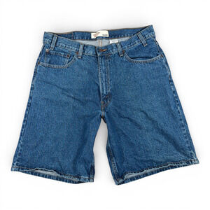Vintage Levis Jean Shorts Mens 36 Blue Dark Wash Denim Signature Realxed Fit Y2K